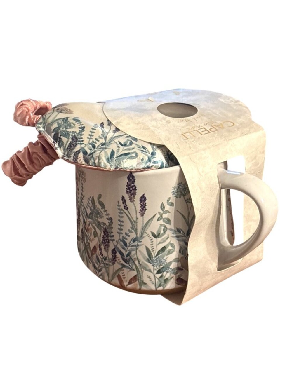 Capelli New York Mug & Eye Mask Gift Set Botanical Floral Ceramic Mug & Mask